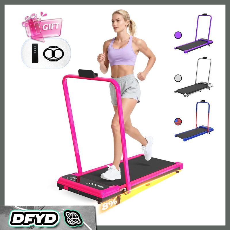 YAGUD Walking Pad w/ Adjustable Incline - Low-Noise Walking Pad w/ 265lbs Weight Capacity, Remote Control w/ Free Resistance Bands, Easy mobility, Home Gym Equipment