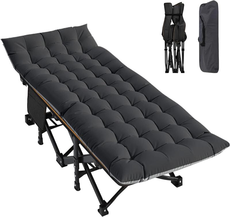DoCred XXL Folding Camping Cot with Mattress, Bed frame& Carry Bag - Heavy Duty Portable Bed for Outdoor & IndoorUse, Guest Bed, Travel, Picnic, Office nap, Hiking, Fishing,dorm essentials, campingessentials, campinggear