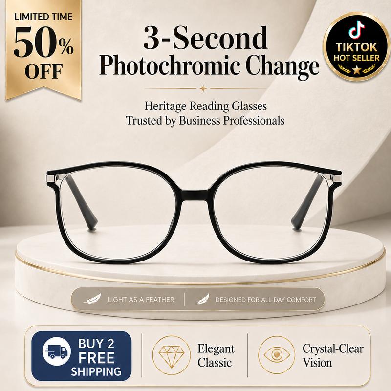 Unisex Photochromic Eyeglasses - Semi-Rimless Metal Frame, Blue Light Filter, Anti-Fatigue, Lightweight Allday Comfort Daily