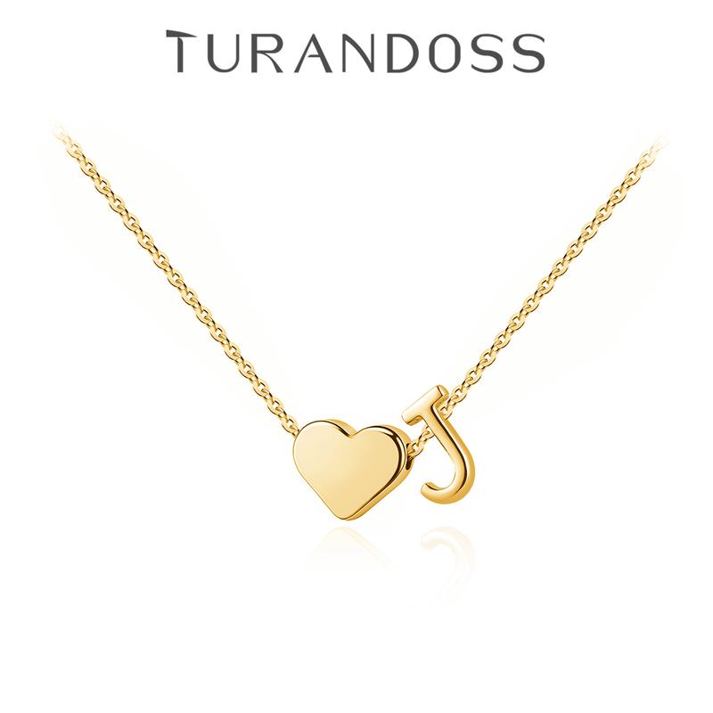 Turandoss Women's Dainty Golden Heart Initial Necklace - A-Z Letter Tag Pendant Jewelry for Women, Mom Birthday Gifts, Personalized Summerwins Costume Accessory, Gold Lettering Necklaces,sohochic