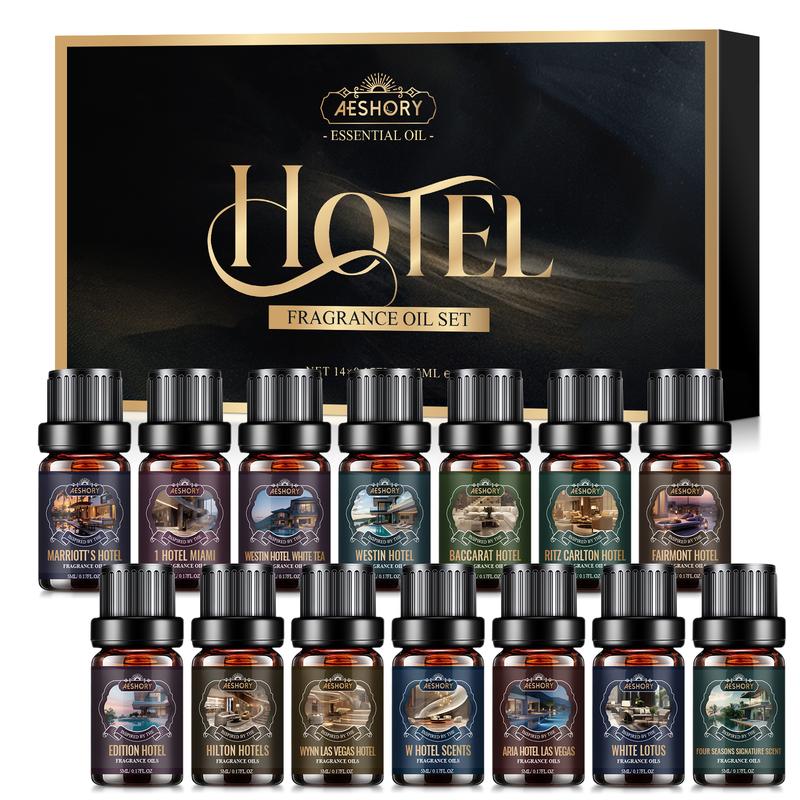 Hotel / Bakery/ Floral / Woody / Fruit/ Clean Essential Oils Set (14×5ml) – Natural Fragrance Oils for Aromatherapy Diffusers & Candle Making Aromatic Scent Cookie Perfume Chocolate Cherry Coconut Cream Scented