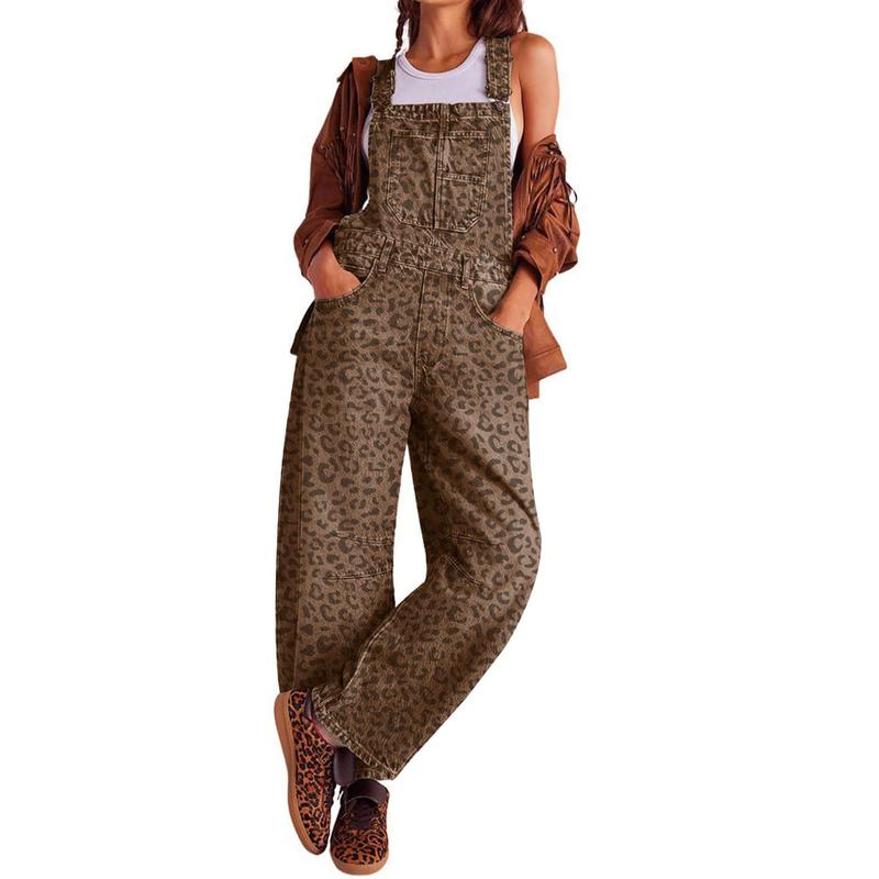 Chouyatou women's wide-leg denim overalls Y2k loose straight overalls jumpsuit
