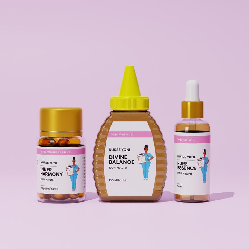 Stay The Night Bundle - Gentle Intimate Cleanser with Yeast Support, Moisture Boost, Cramp Alleviation & Tightness Enhancement for Divine Balance, Inner Harmony & Pure Essence