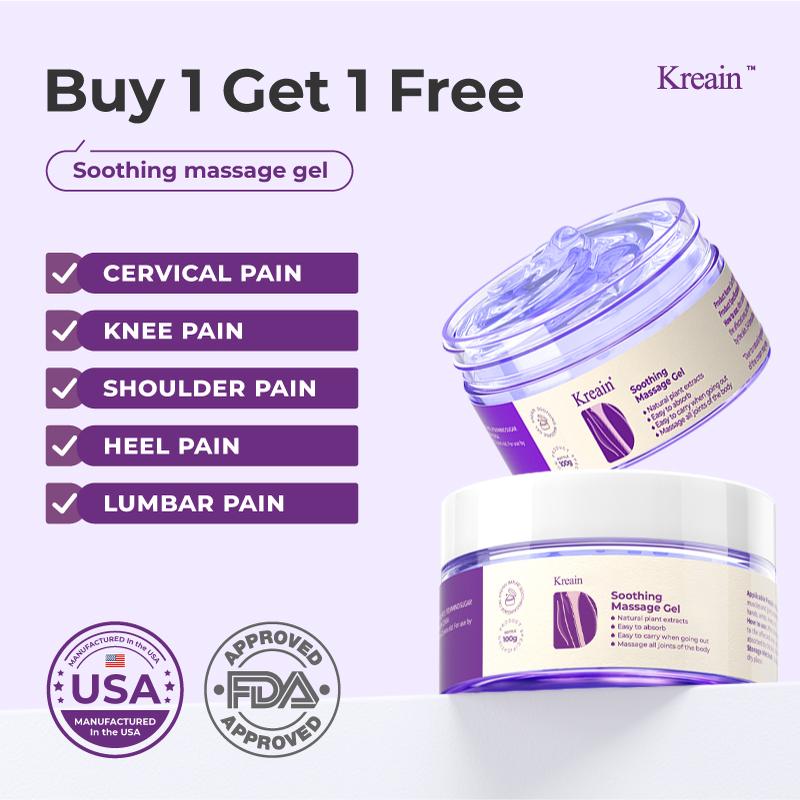 Kreain Buy 1 Get 1 Free Rapid Relief Muscle Therapy Gel – Soothes knees, lumbar, neck, hands, and feet; contains boswellia, glucosamine, and collagen