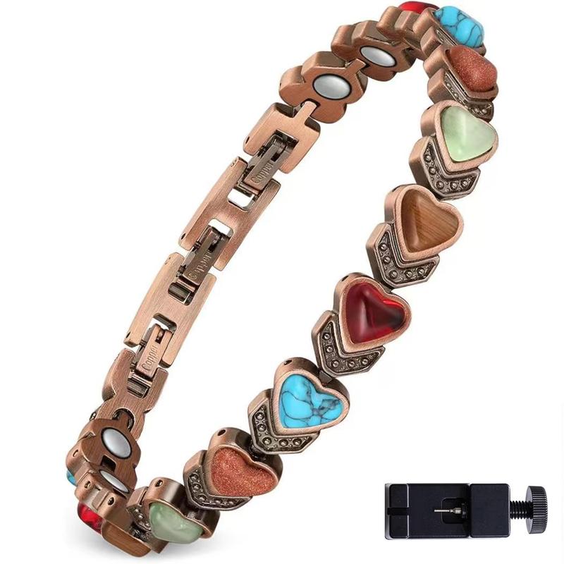 Copper Bracelet for Women, Pure Copper Magnetic Bracelets, Natural Unique Gemstone, Gifts for Women Trendy Stack Bangle Trendy Jewellery Accessories Valentine’s Day gift.,sohochic
