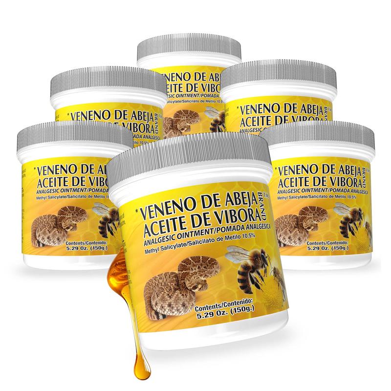 6-Piece Therapeutic Bee Venom & Snake Oil 10.5% Pain Relief Gel-Cream Pack - 10.5% Methyl Salicylate, Camphor-Infused Warming OTC Analgesic, Health Solution for Adult Muscle & Joint Comfort, Fast-Acting Non-Greasy, 3–4x Daily Use, 31.74oz Total, Wellness,