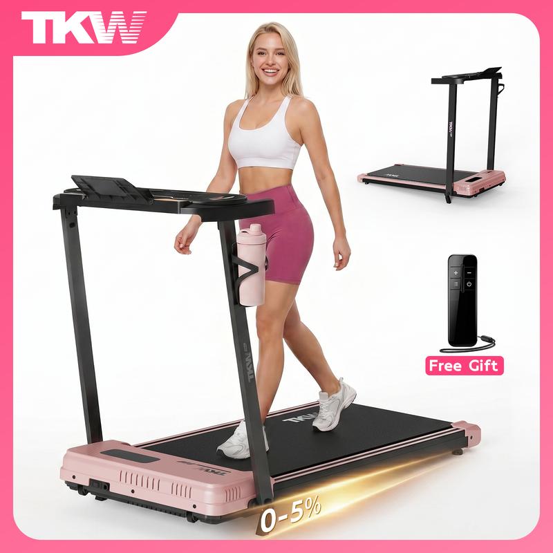 TKW 3-in-1 Walking pad,Pink Walkingpad,Light weight Treadmill, Capacity,Low-Noise Motor Walking Pad, Remote Control & Wheels for Easy mobility, LED Display，Vibration Walking pad