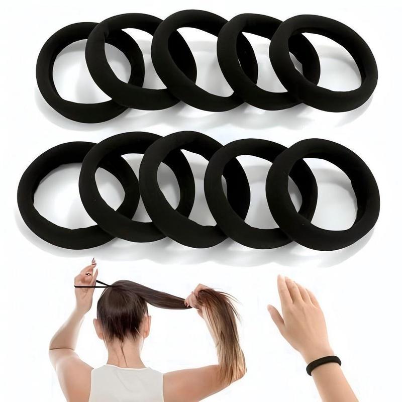 Women's Thick Seamless Plain Soft Cotton Hair Ties - 1PC Random Color, High Stretch, No Damage Elastic, Fashionable Hair Accessories, Hairbands, Scrunchies for Daily Ponytail Use (Soft Cotton Feels Comfy)