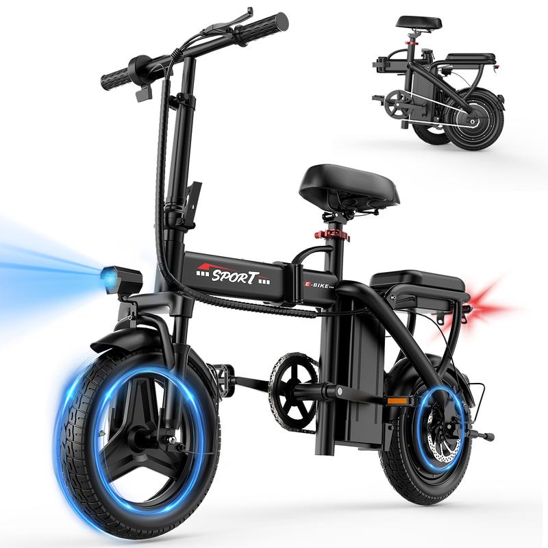Pikabike Z6 Foldable Electric Bike, 1200W Peak Power, 25MPH Max Speed, 14\" Pneumatic Tires, 22-40 Mi Range, Rear Disc Brake, Dual Seats
