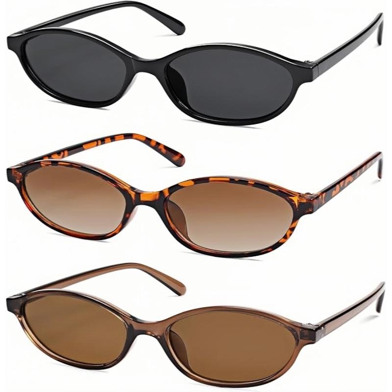 〖Summer Vibes〗3/6 PCS Retro Oval Sunglasses for Women Chic Cat Eye 90s Sunnies Lightweight Narrow Shades Trendy UV Protection Sunglasses Vintage Rich Girl Sunglasses Women Sunglasseswomen