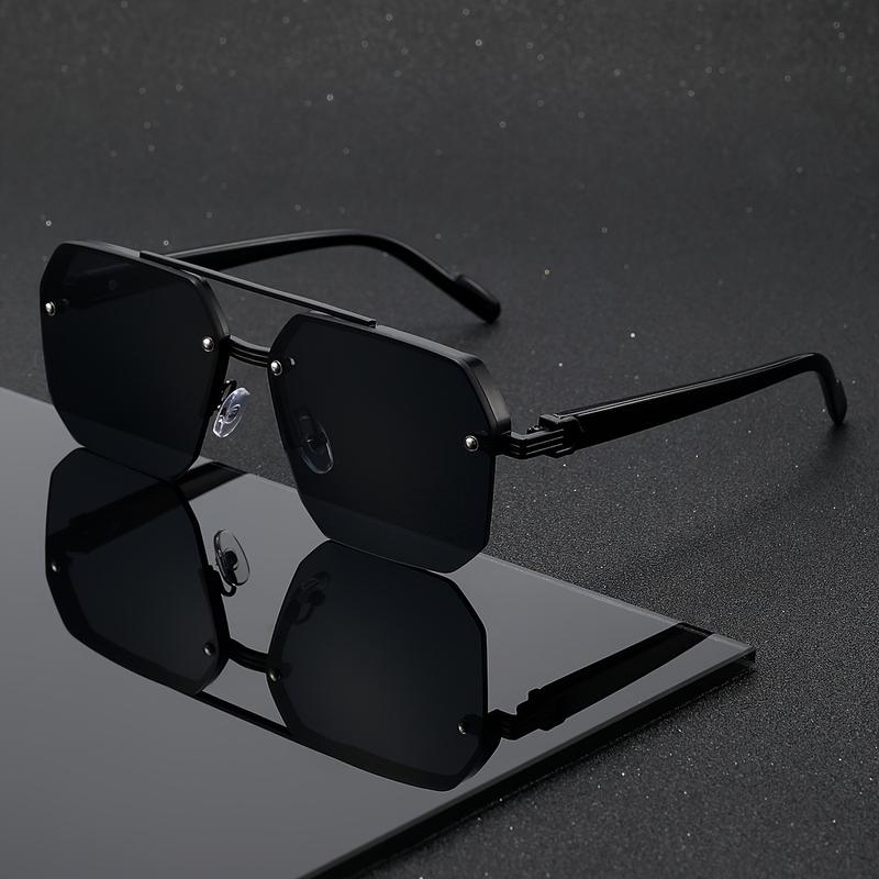 ShineThru Unisex Retro Square Sunglasses - 1 Pair Polycarbonate Semi-Rimless Double Beam, UV Protection Lens, Fashion Accessory for Adults, Gifts for Women, Party Wear