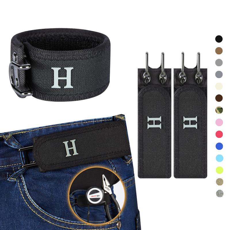 HAILTH Unisex Elastic No-Buckle Waist Strap (2 Pack) - Adjustable Stretch Belt with Metal Hook System for Casual Wear