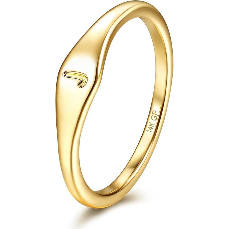YADOCA 14 Karat Plated Gold Filled Initial Band Dainty Stacking Rings, Thin Letter Signet, Non Tarnish Gold Jewelry, Women's Pinky/Thumb Accessories, Sizes 6 10, Gifts for Girlfriend, Rings For Women