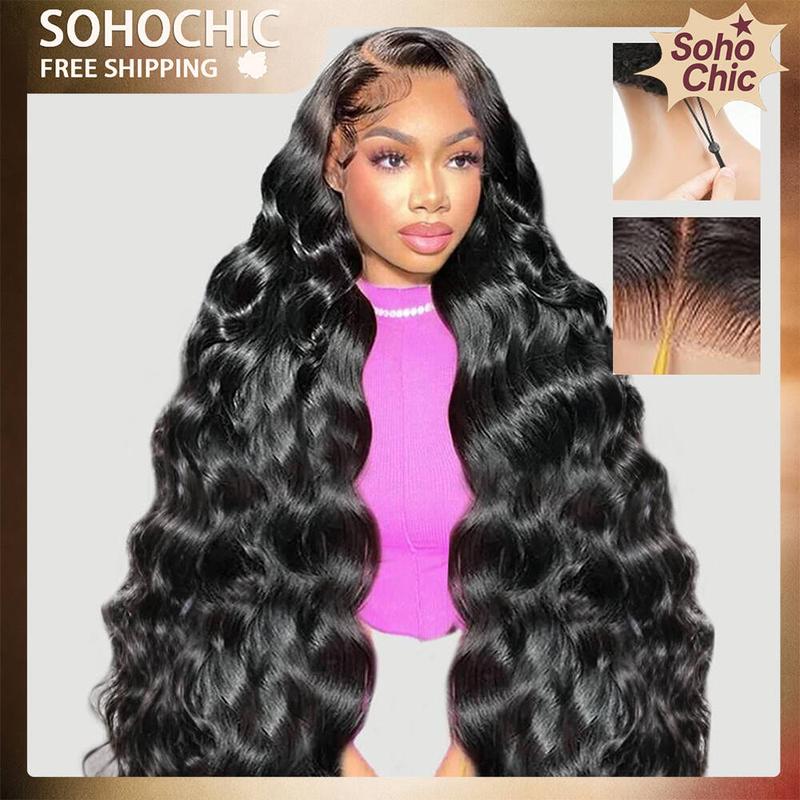 Mihugass Glueless Human Hair Wig, 7x6 Lace Closure, Natural Black, Adjustable Drawstring, Pre-Plucked Hairline, Pre-Cut Lace,sohochic